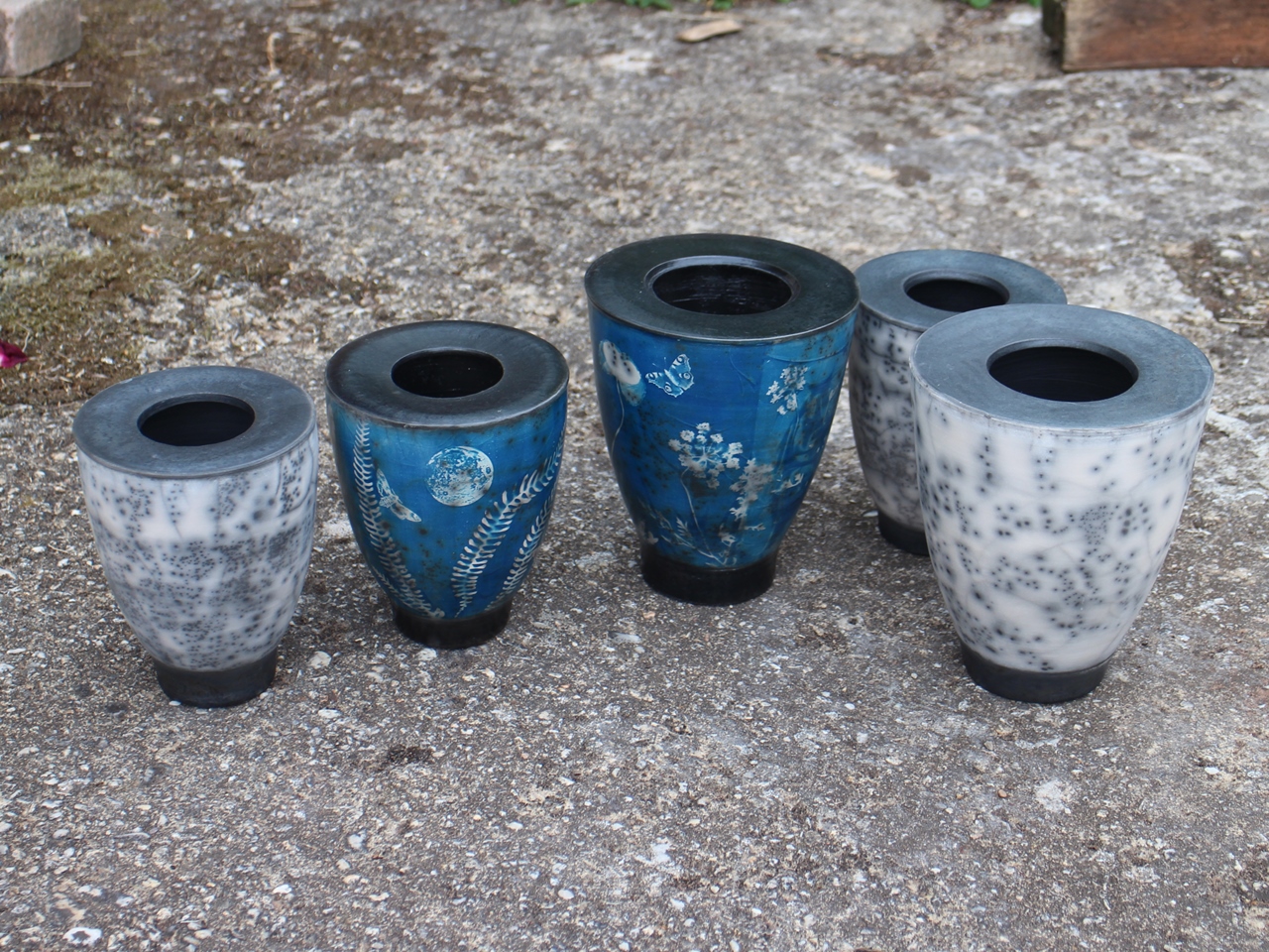 Vasen Cyanotypie auf Keramik