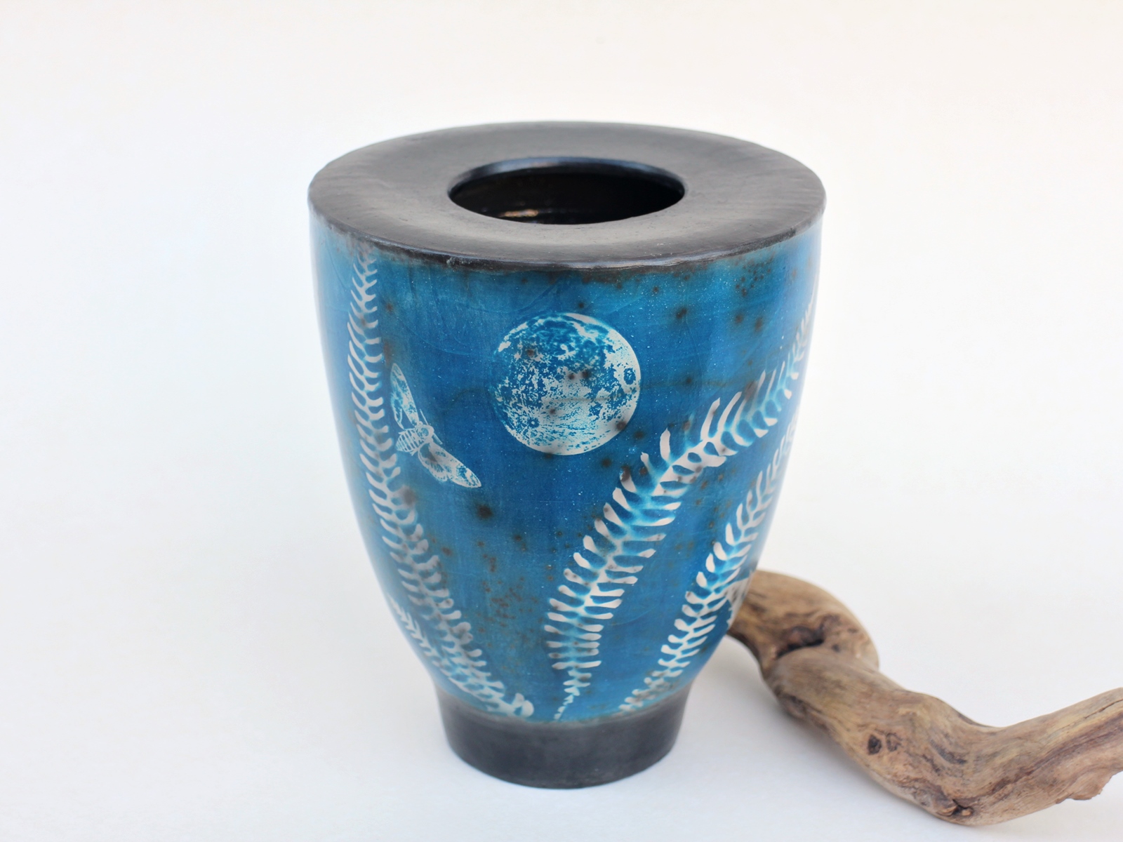 Vase Cyanotypie auf Keramik
