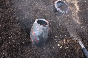 Vase Raku Kupfematt